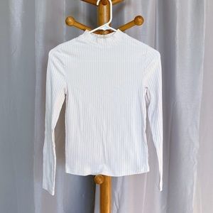 Forever21 Cream Ribbed Mock Neck Sweater